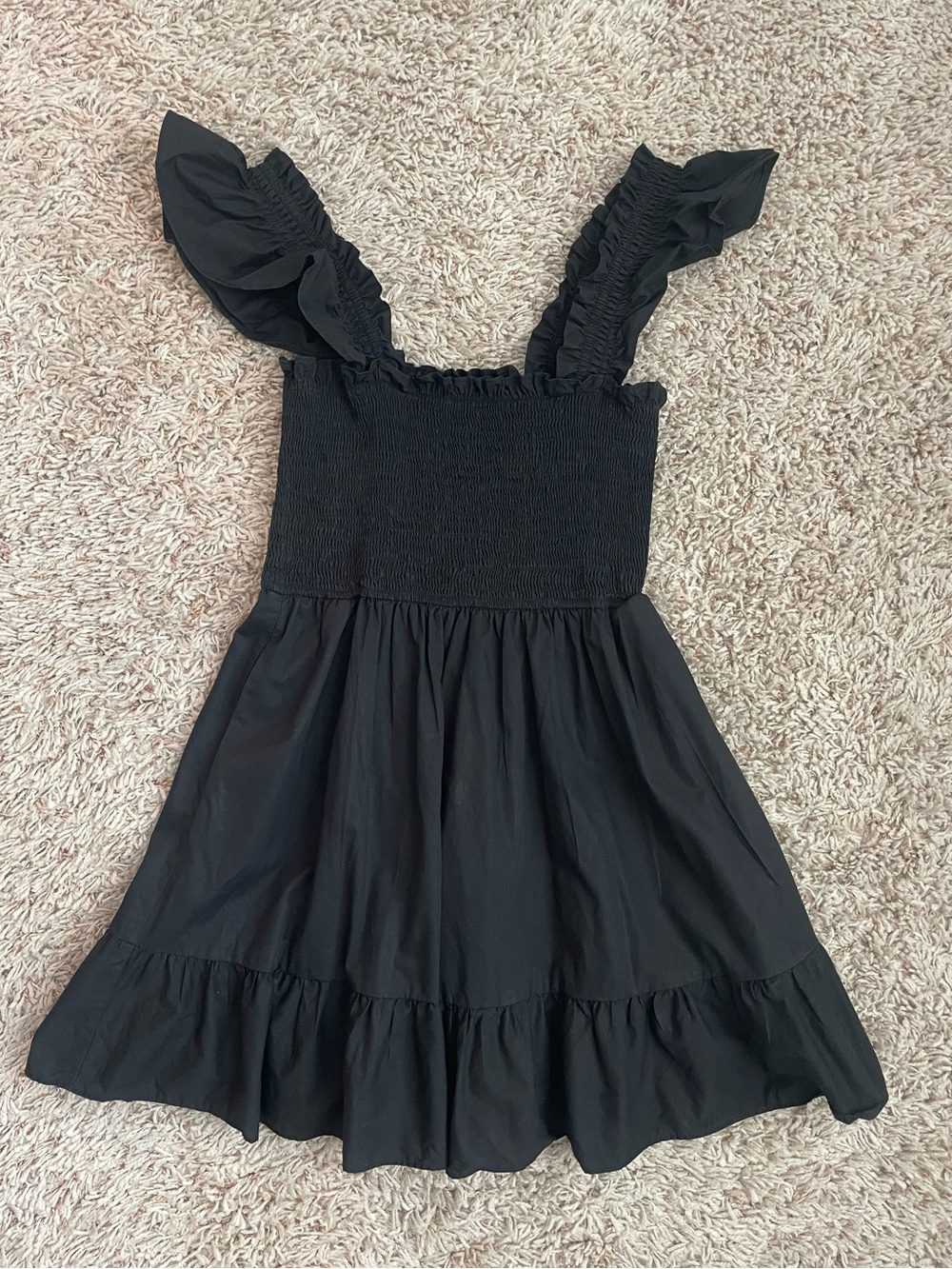Black Ruffled Strap Summer Dress